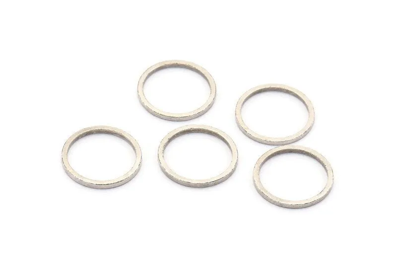 13mm Silver Rings - 48 Antique Silver Brass Circle Connectors (13x1x1mm) Bs 1100 H0001