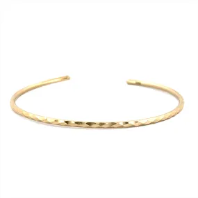 14K Gold 3D Diamond Cut Bangle