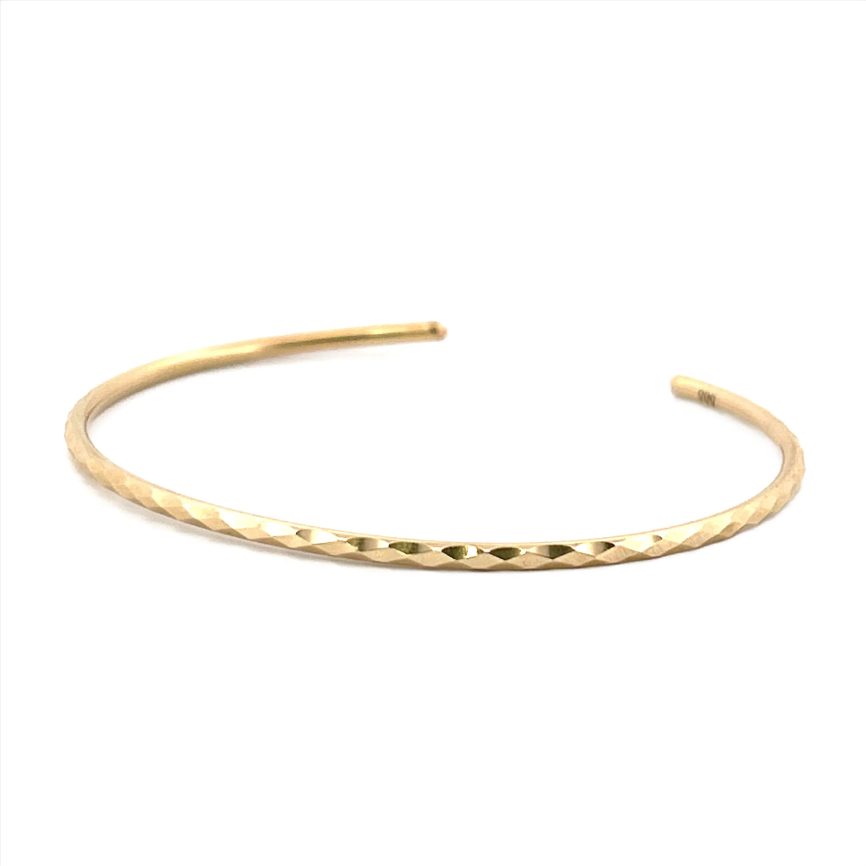 14K Gold 3D Diamond Cut Bangle