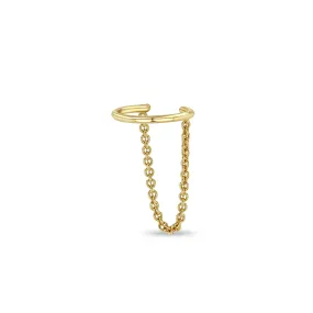 14k Gold Draped Chain Ear Cuff