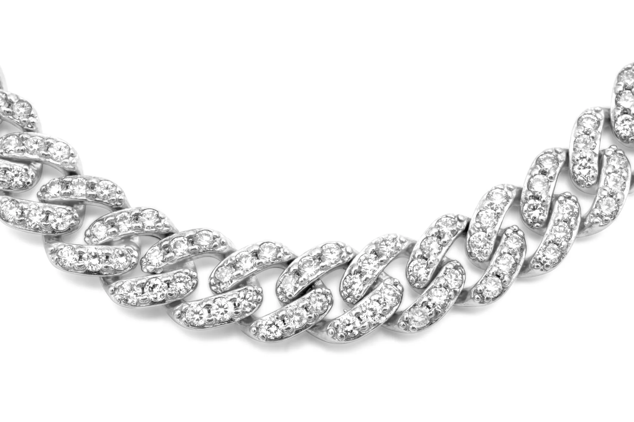 14K Solid White Gold Cuban Chain Choker 8mm 14.00 ctw