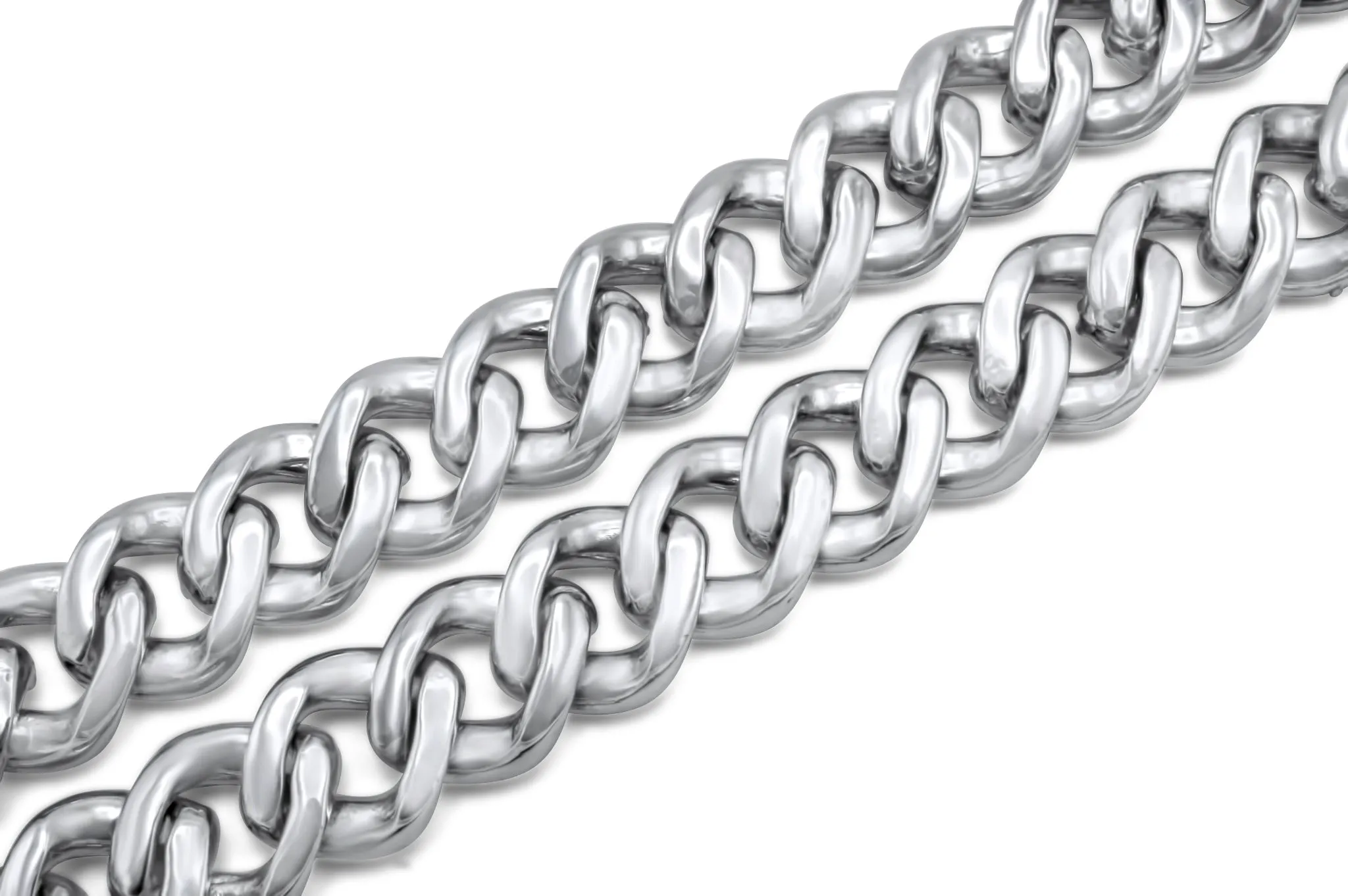 14K Solid White Gold Cuban Chain Choker 8mm 14.00 ctw