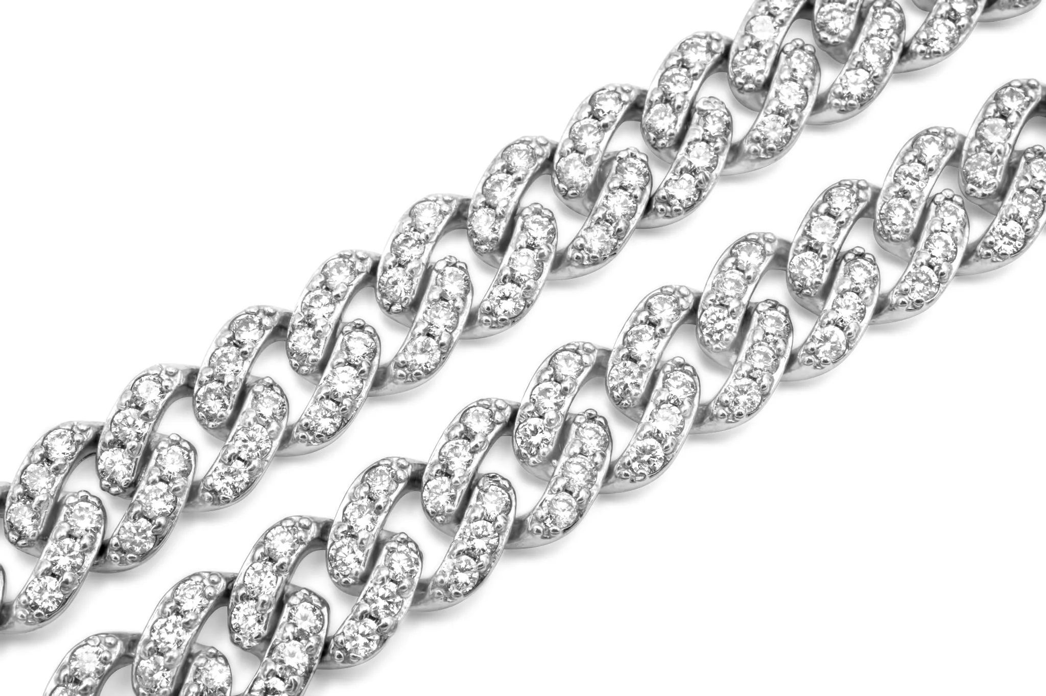 14K Solid White Gold Cuban Chain Choker 8mm 14.00 ctw