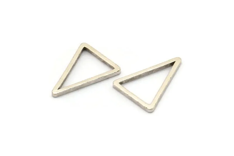 16mm Brass Triangle, 24 Antique Silver Plated Brass Triangle Rings, Connectors (16x12x1.2x1mm) BS 1856