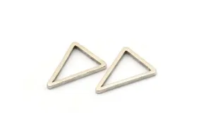 16mm Brass Triangle, 24 Antique Silver Plated Brass Triangle Rings, Connectors (16x12x1.2x1mm) BS 1856