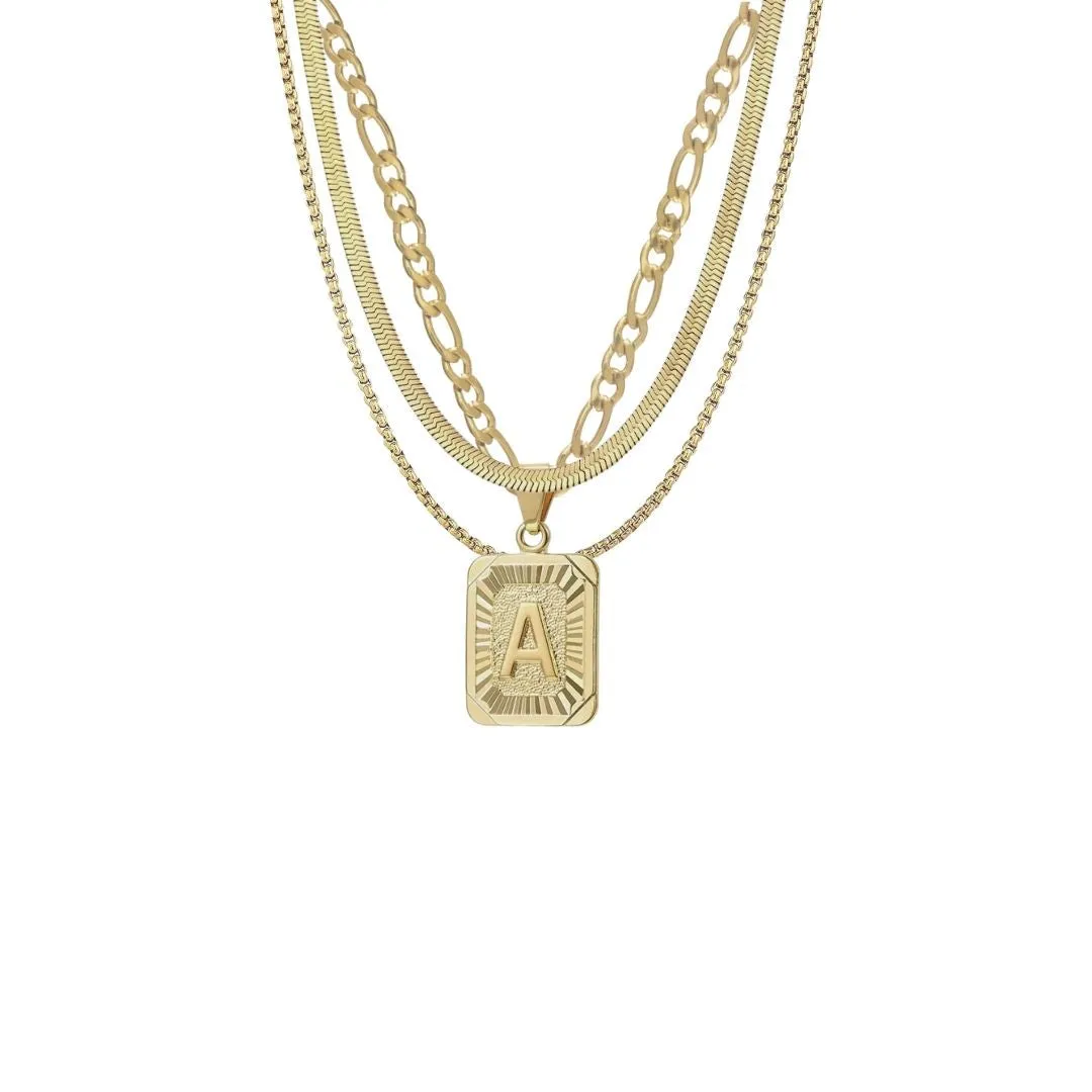 18K Gold Lux Initial Necklace Set