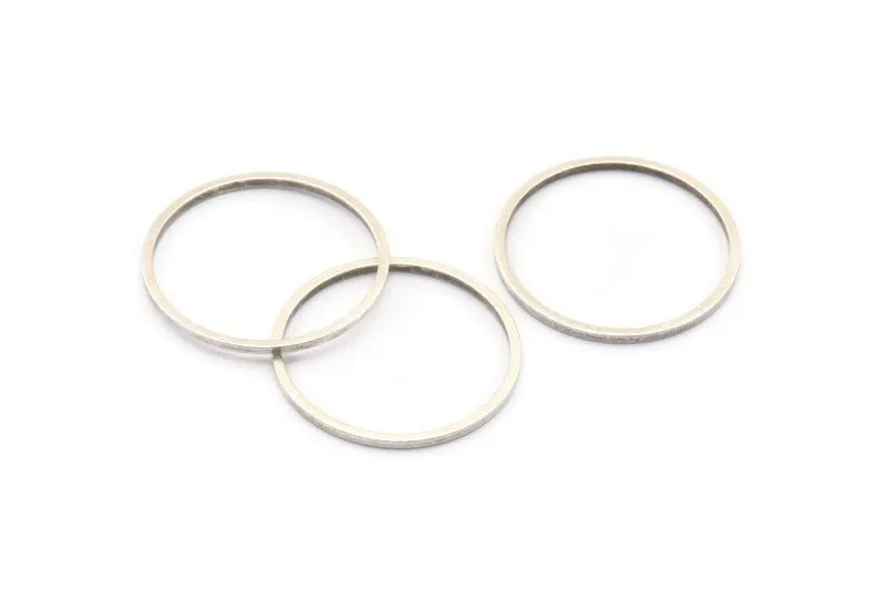 20mm Silver Rings - 24 Antique Silver Brass  Circle Connectors (20mm) BS 1094 H0005