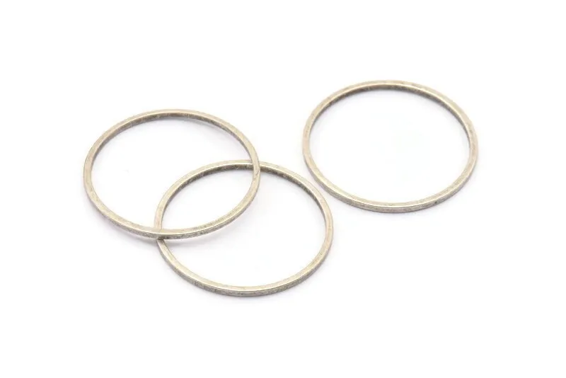 24mm Silver Rings - 24 Antique Silver Brass Circle Connectors (24mm) Bs 1092 H0007