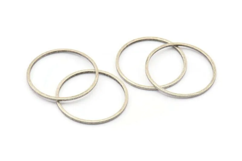 24mm Silver Rings - 24 Antique Silver Brass Circle Connectors (24mm) Bs 1092 H0007