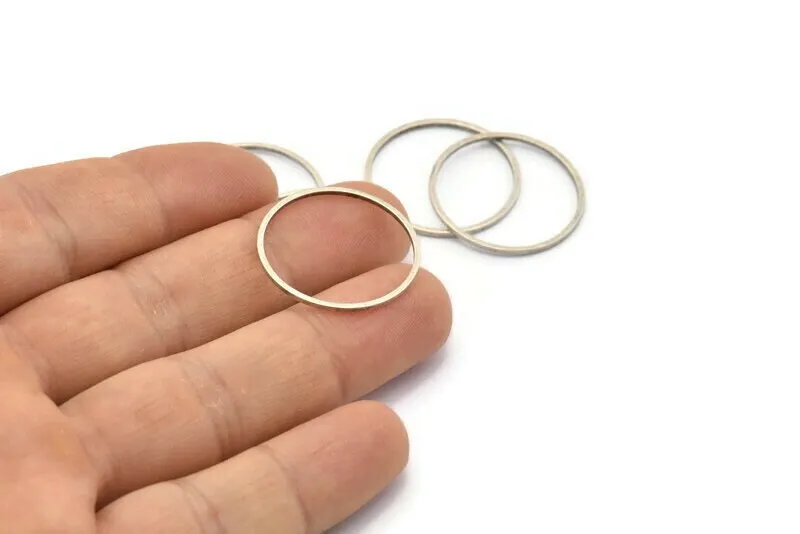 24mm Silver Rings - 24 Antique Silver Brass Circle Connectors (24mm) Bs 1092 H0007