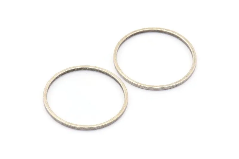 24mm Silver Rings - 24 Antique Silver Brass Circle Connectors (24mm) Bs 1092 H0007