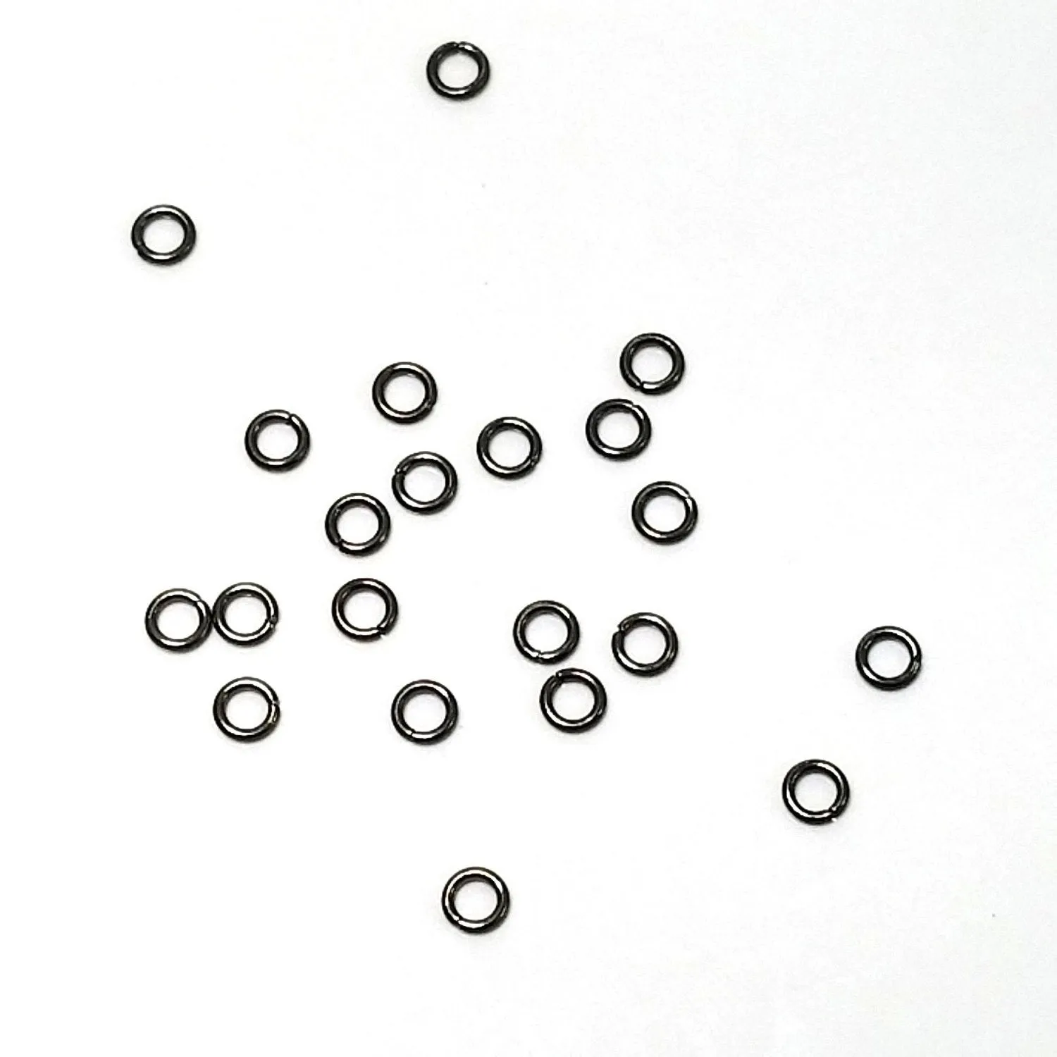 3mm Hematite / Black Stainless Jump Rings, 3x0.6mm, 1.8mm Inside Diameter, Closed Unsoldered, Lot Size 50 Pieces