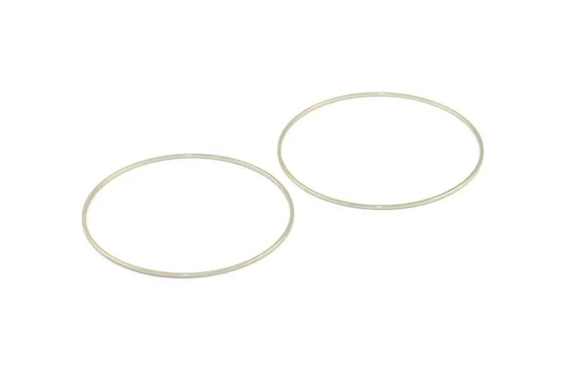 50mm Silver Rings, 12 Silver Tone Circle Connectors (50x0.9x0.9mm) BS 2413