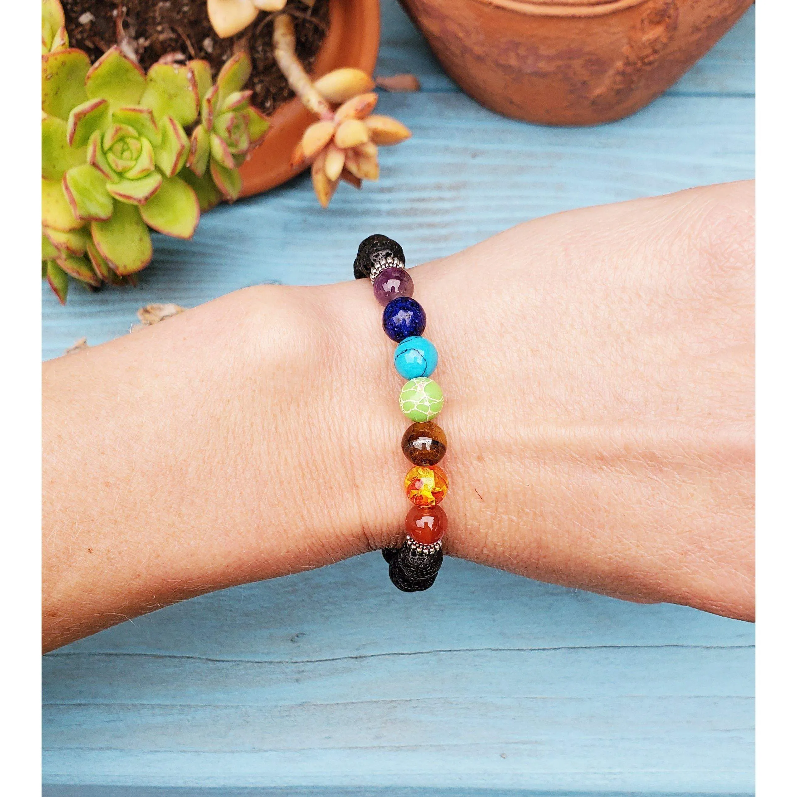 7 Rainbow Chakra Bracelet With 7 Gemstones