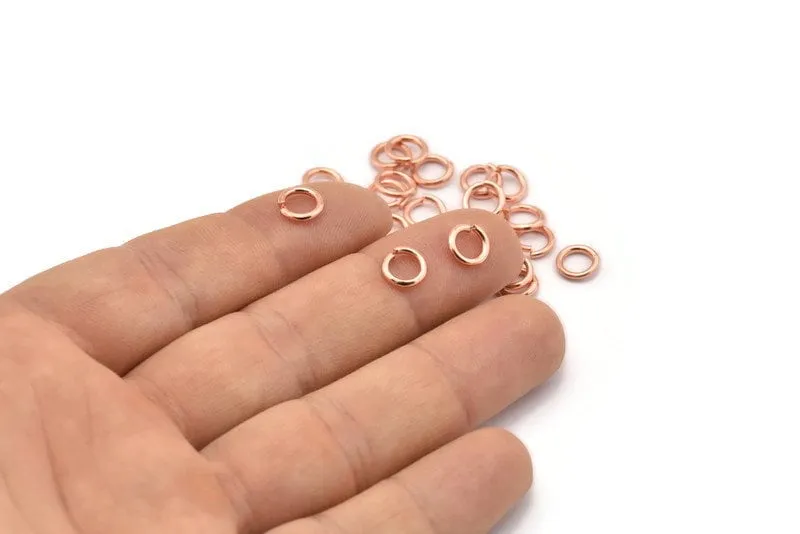 7mm Jump Ring, 100 Rose Gold Tone Brass Jump Rings (7x1.2mm) A1017