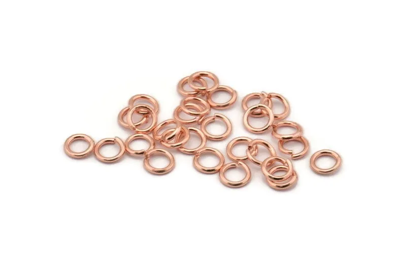 7mm Jump Ring, 100 Rose Gold Tone Brass Jump Rings (7x1.2mm) A1017