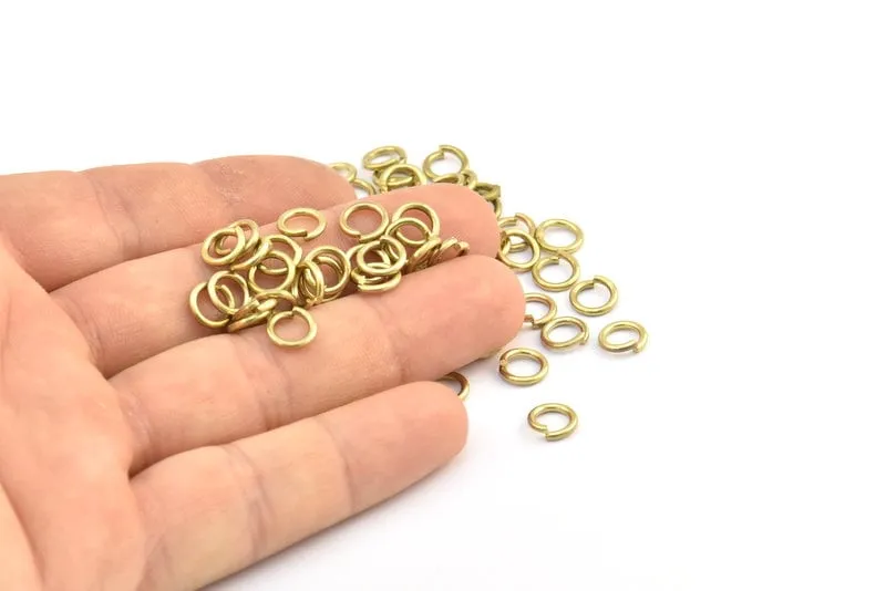 7mm Jump Rings 100 Raw Brass Round Jump Ring Connectors Findings (7x1.2mm) R-06 ( A0330 )