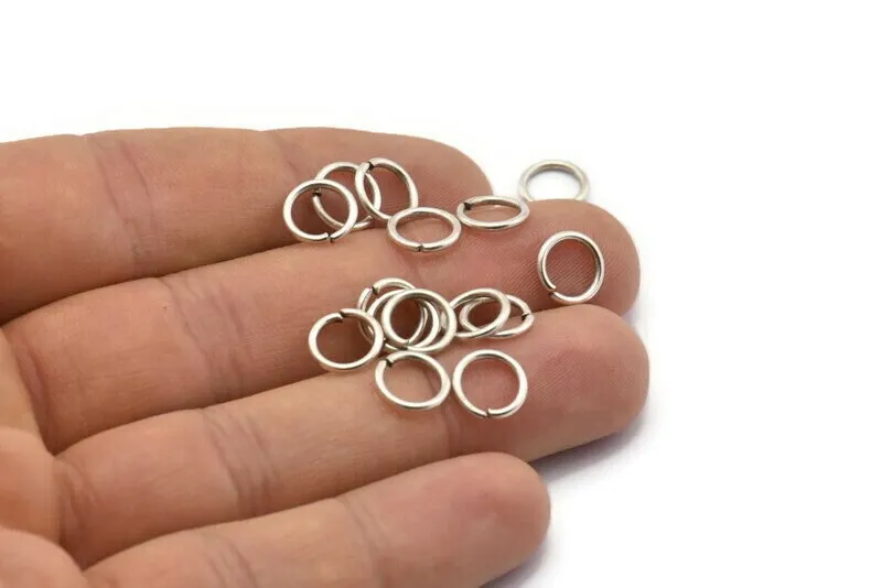 9 mm Jump Ring - 50 Antique Silver Plated Round Jump Rings (9x1.2mm) A0370 H184