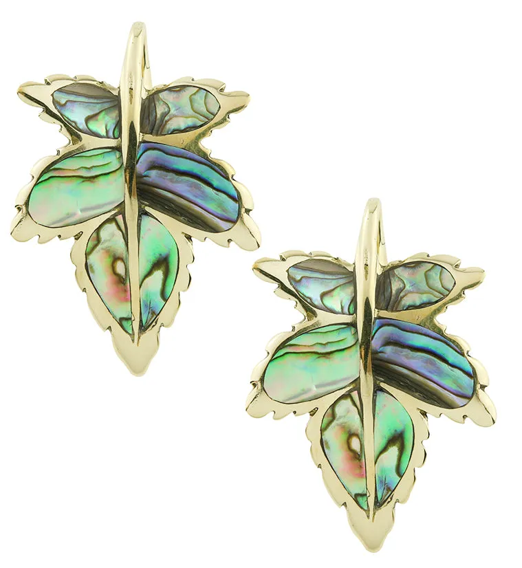 Abalone Leaf Brass Ear Weights