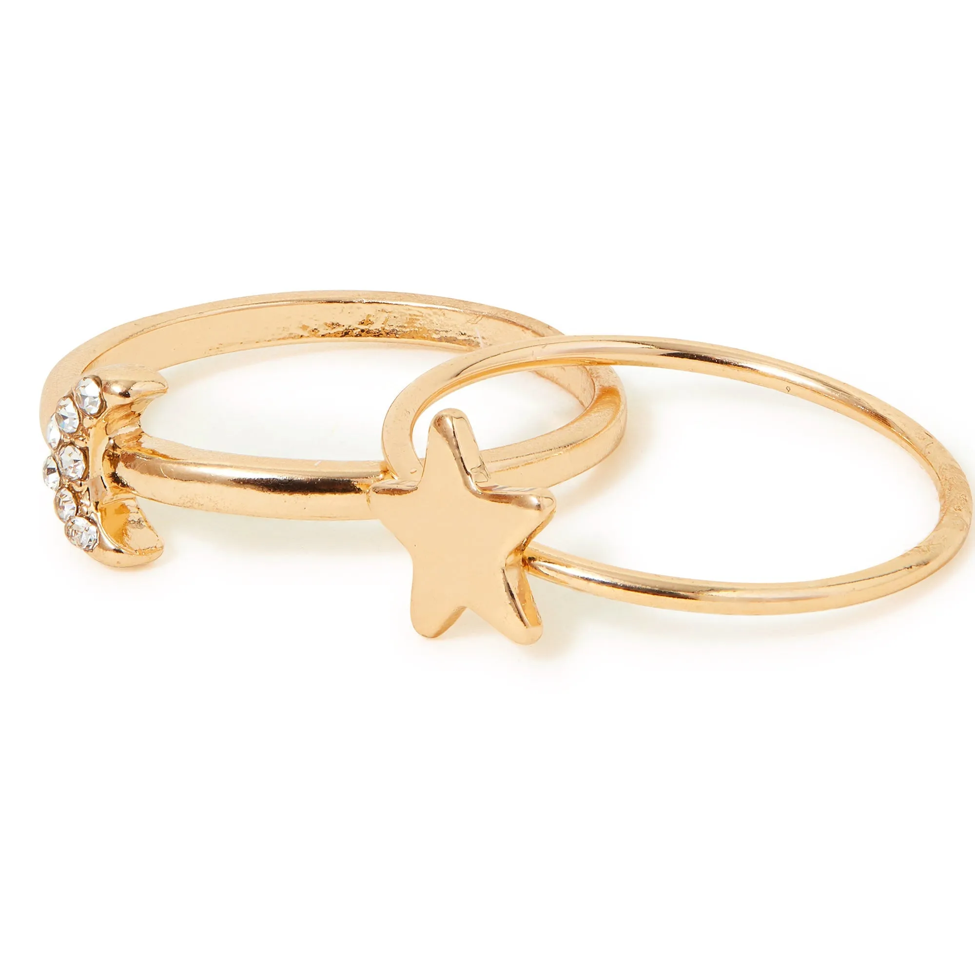 Accessorize London Women's Gold Star And Moon Rings Set Of Two-Large