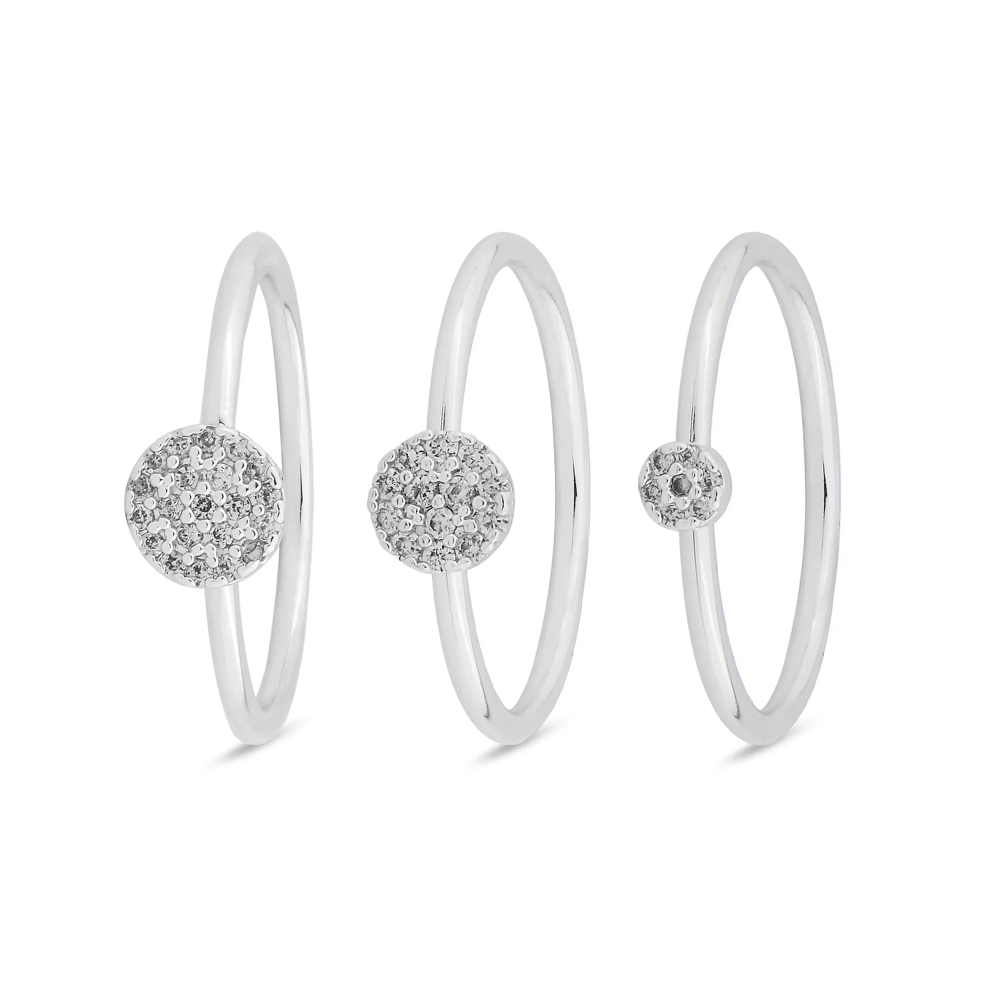 Accessorize London Women's Silver-Plated Cubic Zirconia Rings Silver Pack Of Three-Small