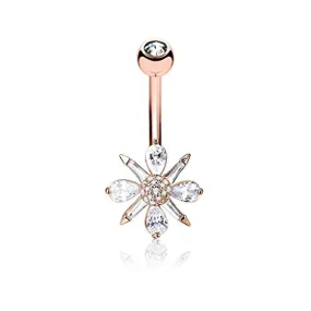 Barguette CZ and Pear CZ Clustered and CZ Paved Ball Center 316L Surgical Steel WildKlass Belly Button Navel Rings