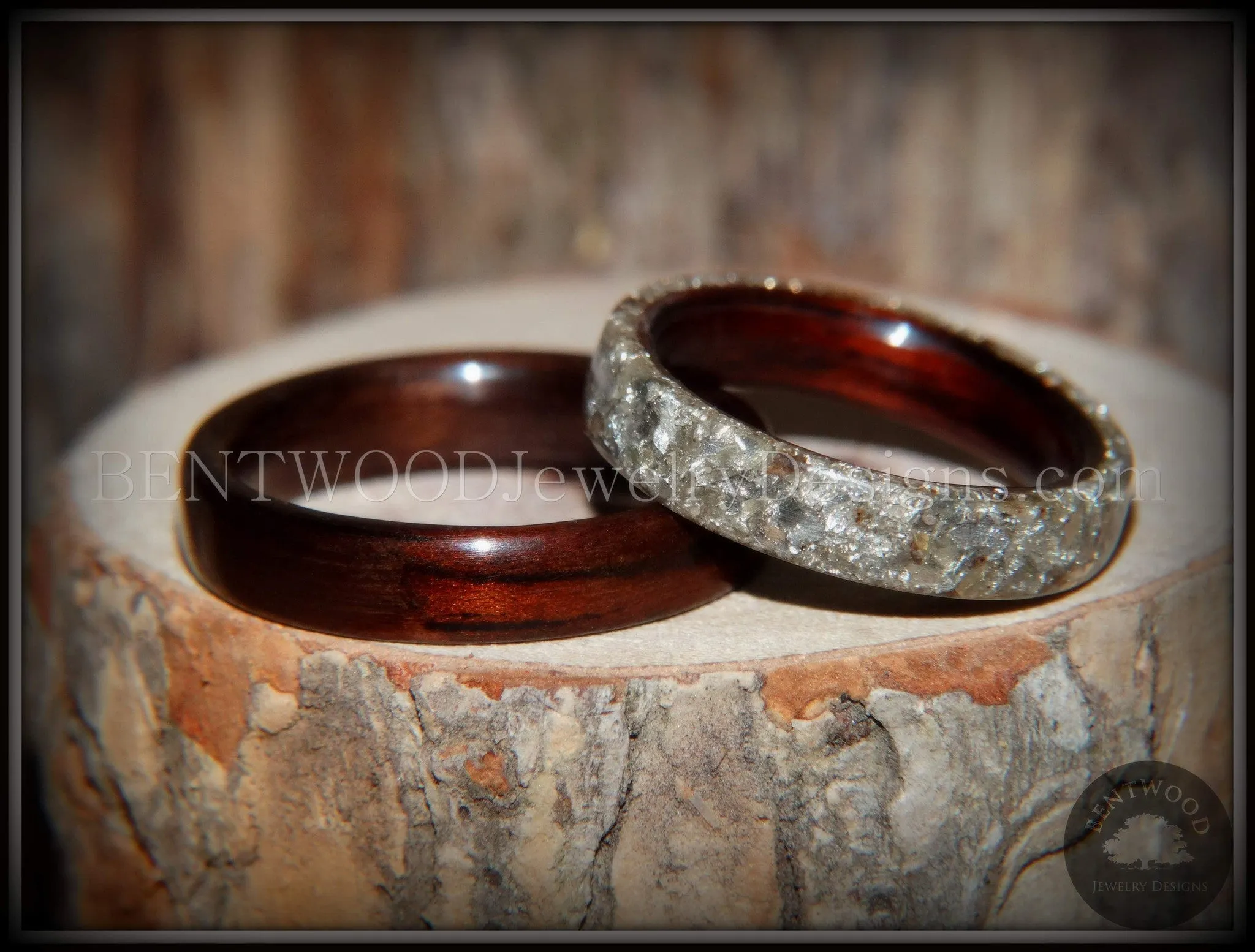 Bentwood Rings Set - Kingwood  Classic and Kingwood Full Glass Inlay