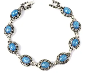 Blue Opal Bracelet Vintage Tibetan Silver Crystal Bracelets