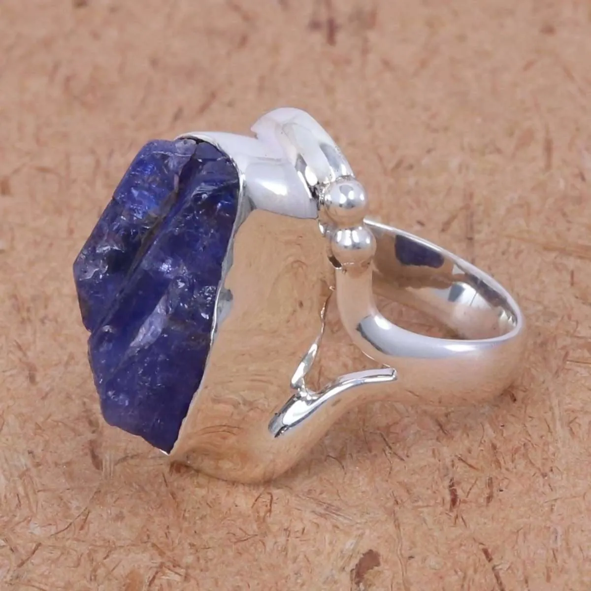 Blue Tanzanite Ring, Raw Stone Tanzanite Gemstone Ring, Handmade 925 Sterling Silver Ring, Tanzanite Rough Stone Men's and Women's Rings