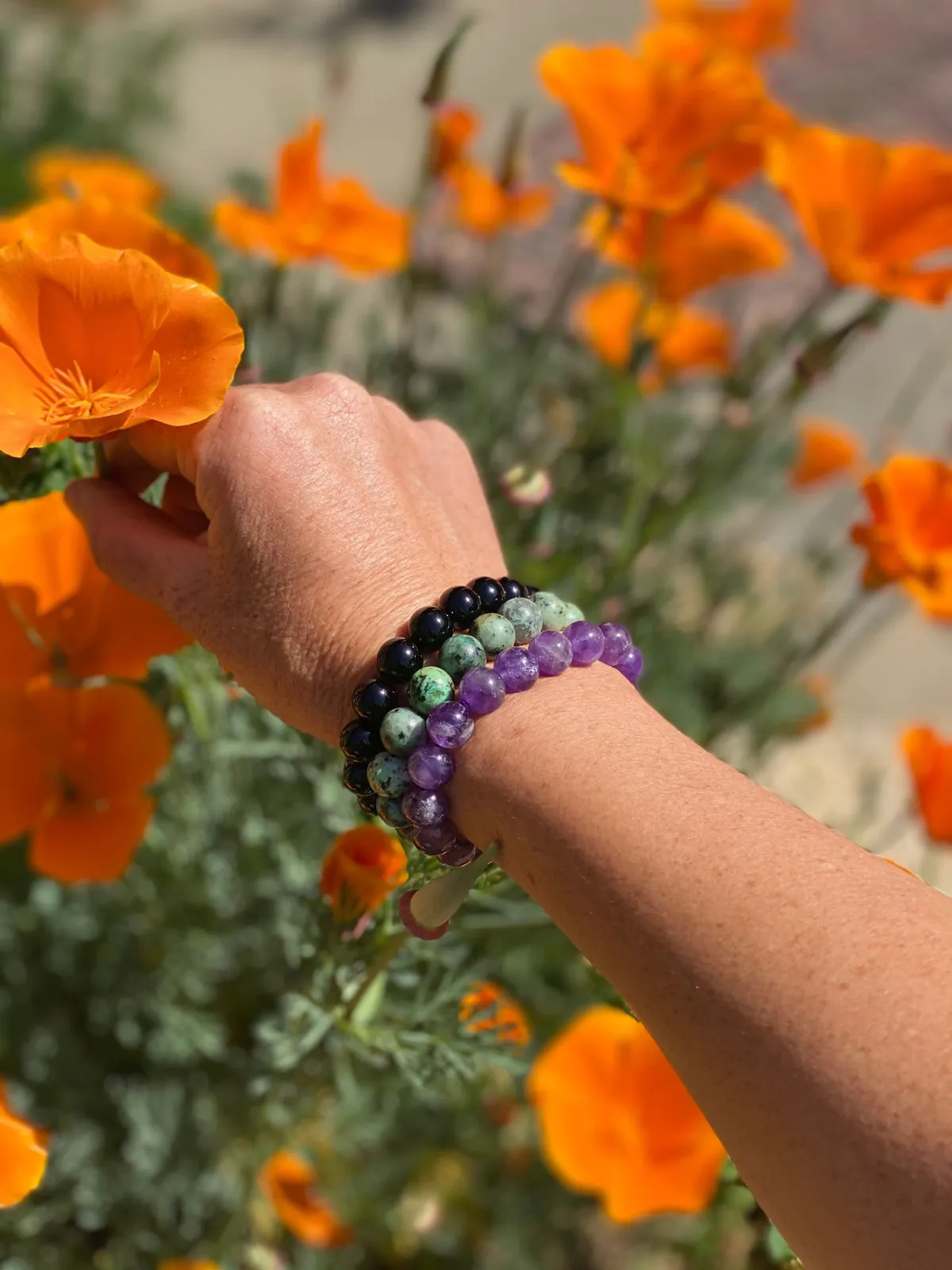 Bracelets to Avoid Bad Dreams -  Amethyst, Turquoise, Onyx