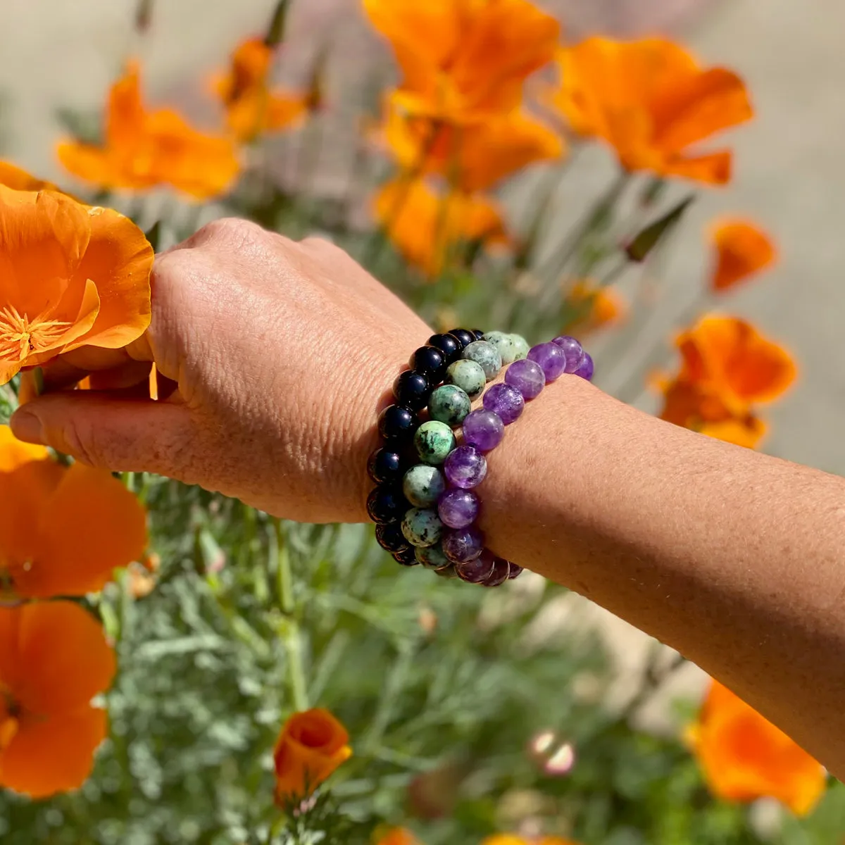 Bracelets to Avoid Bad Dreams -  Amethyst, Turquoise, Onyx