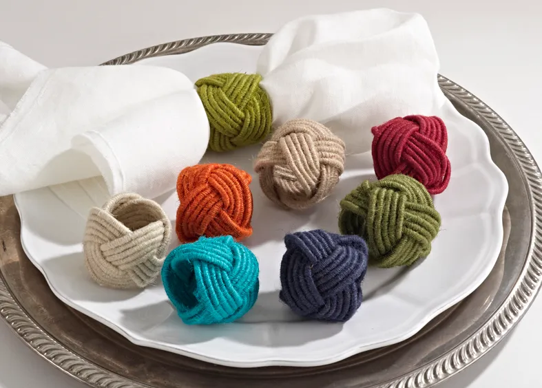 Braided Jute Napkin Rings - Set of 4 - Final Sale 40% off