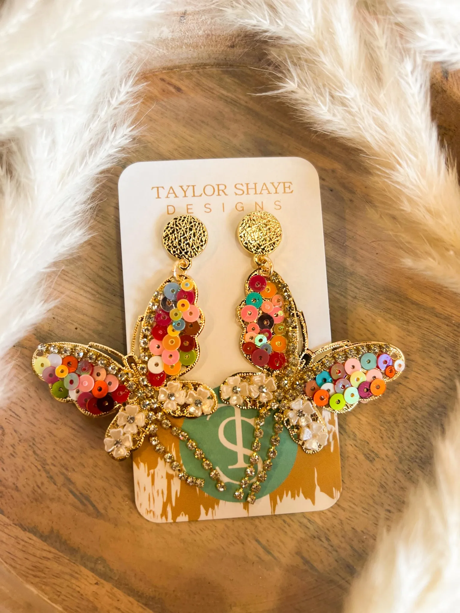 Butterfly Sequin Drop Earrings