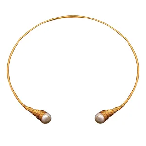 Chokore Freshwater Pearl Choker Necklace with wire detailing