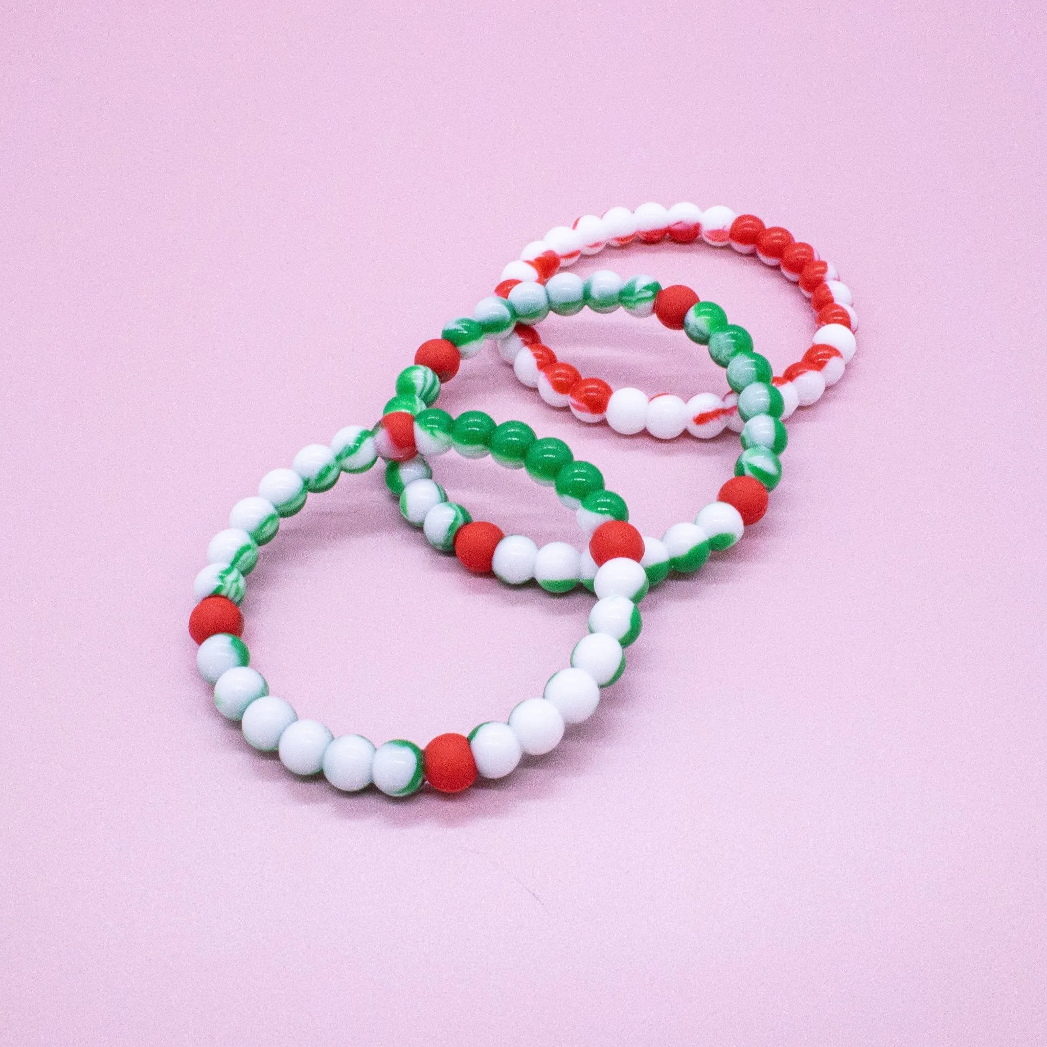 Christmas Beaded Bubble Bracelets - 6 Pack