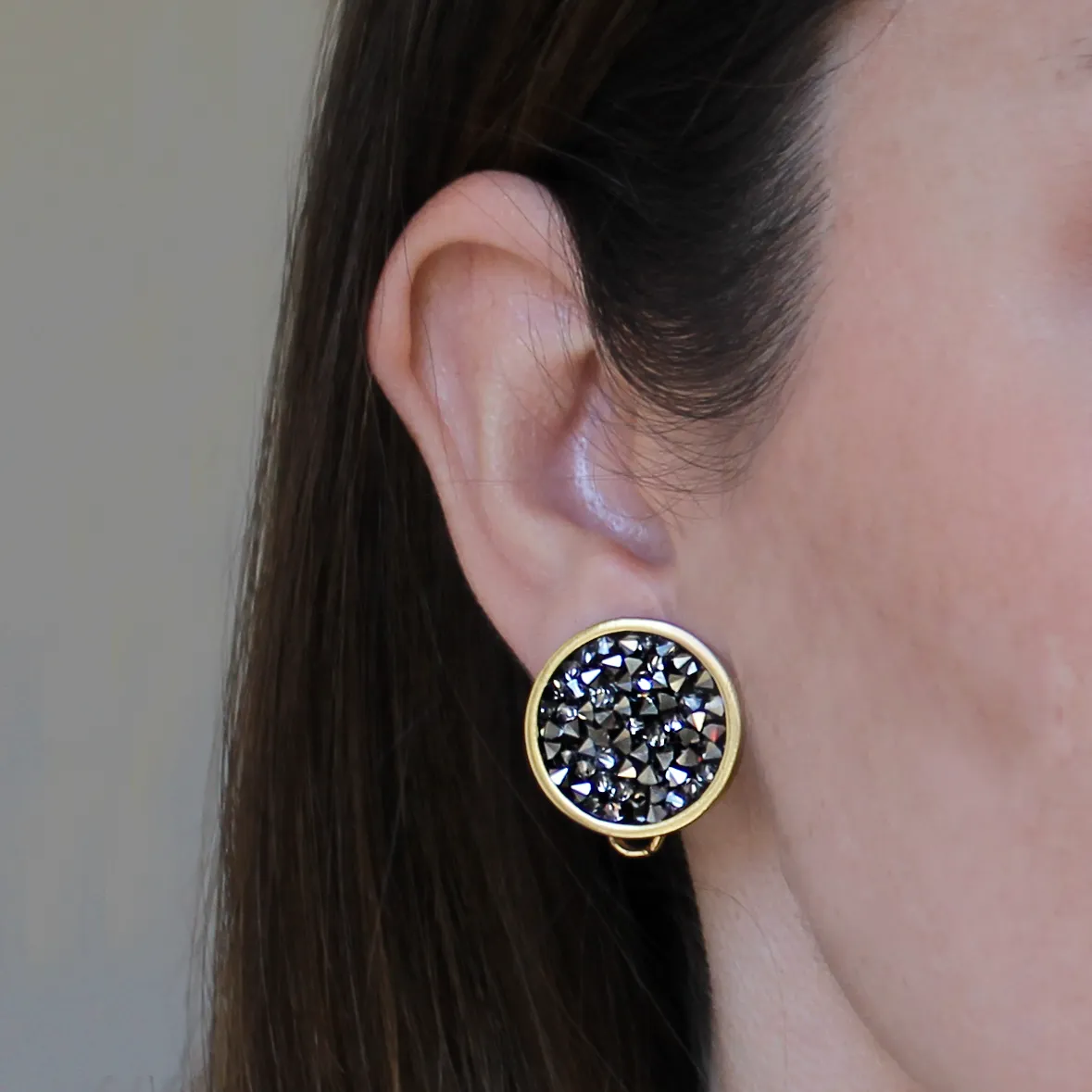 Crystal cluster clip-on earrings