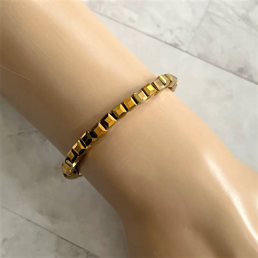 Crystal Cube Bracelets in Black, Gold and Clear