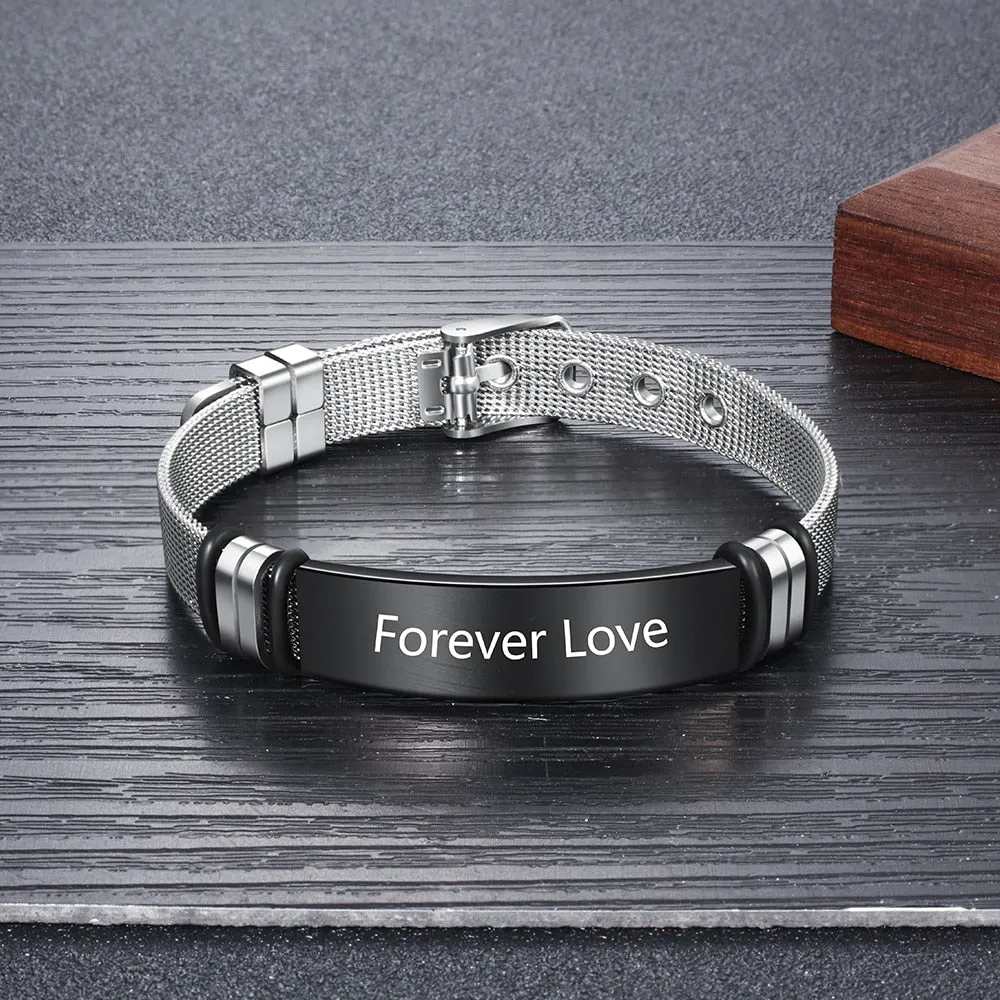 Customized Engraving Belt Buckle Bracelets For Men