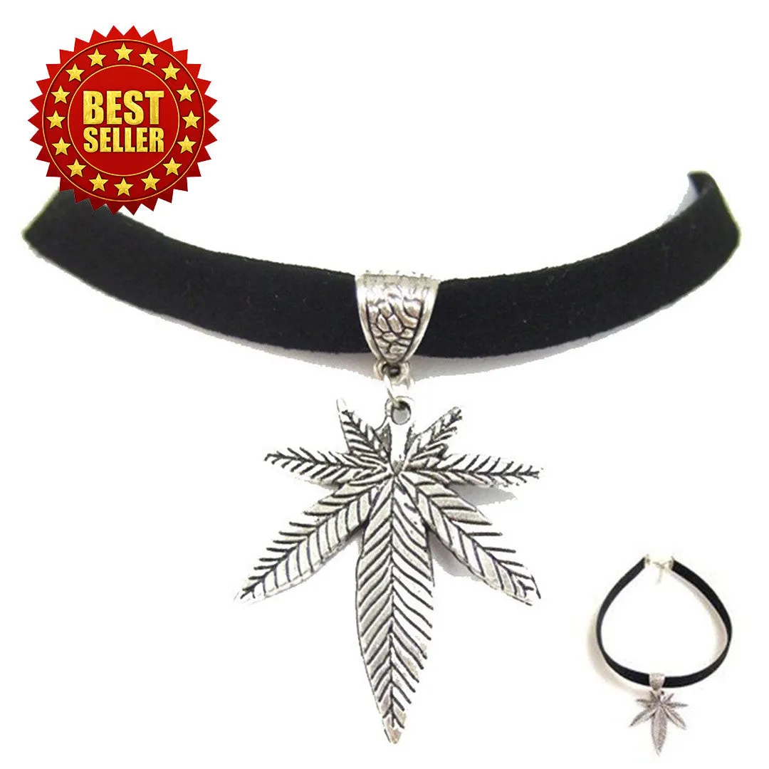 Dank Master Weed Leaf Choker Necklace