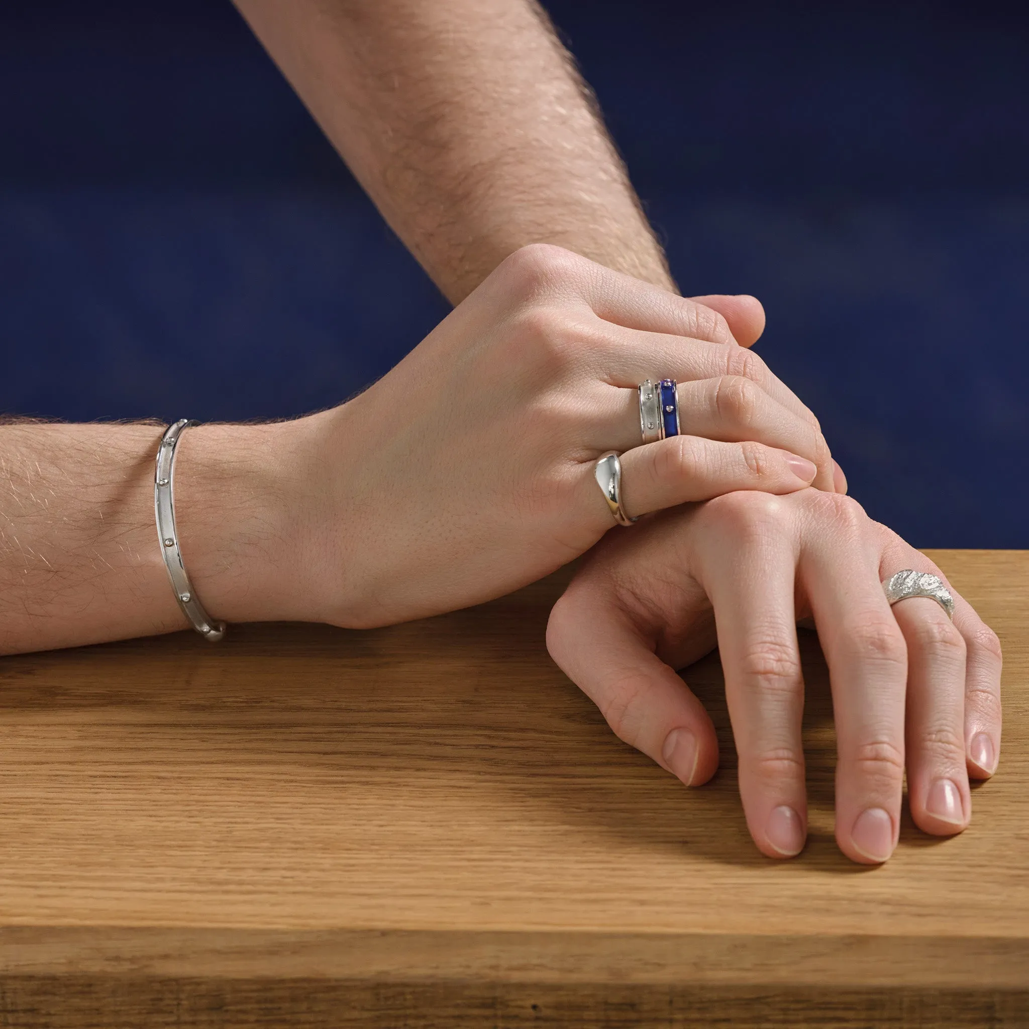 Decimus Ring Silver - Dark Blue Enamel