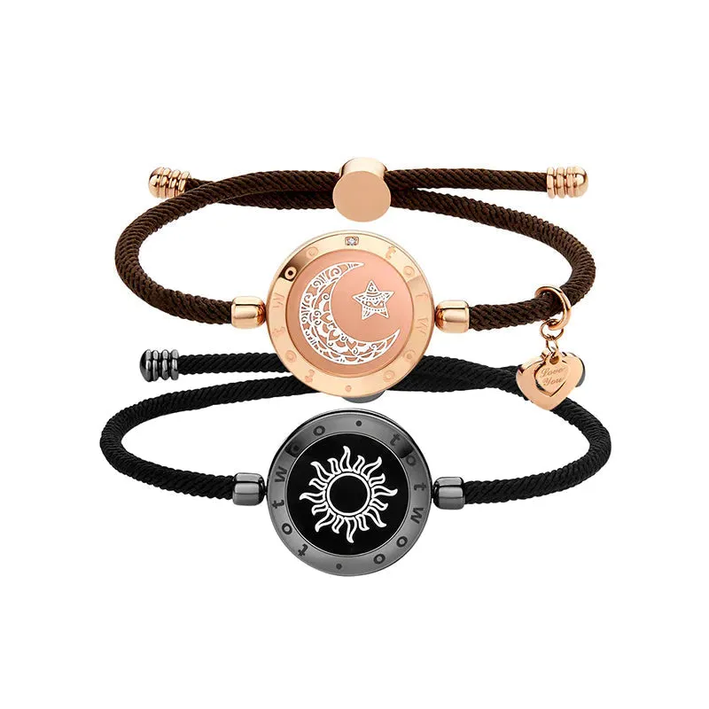 Dual Tone Sun And Moon Bracelets Set