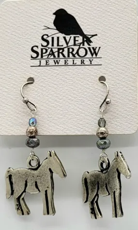 Earrings, Silver Burro w-Mixed  Gemstones SS