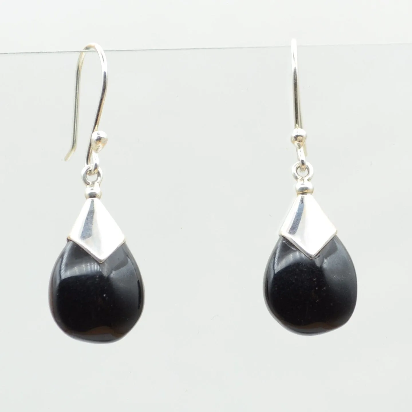 Ebony Drop Silver Earrings