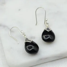 Ebony Drop Silver Earrings