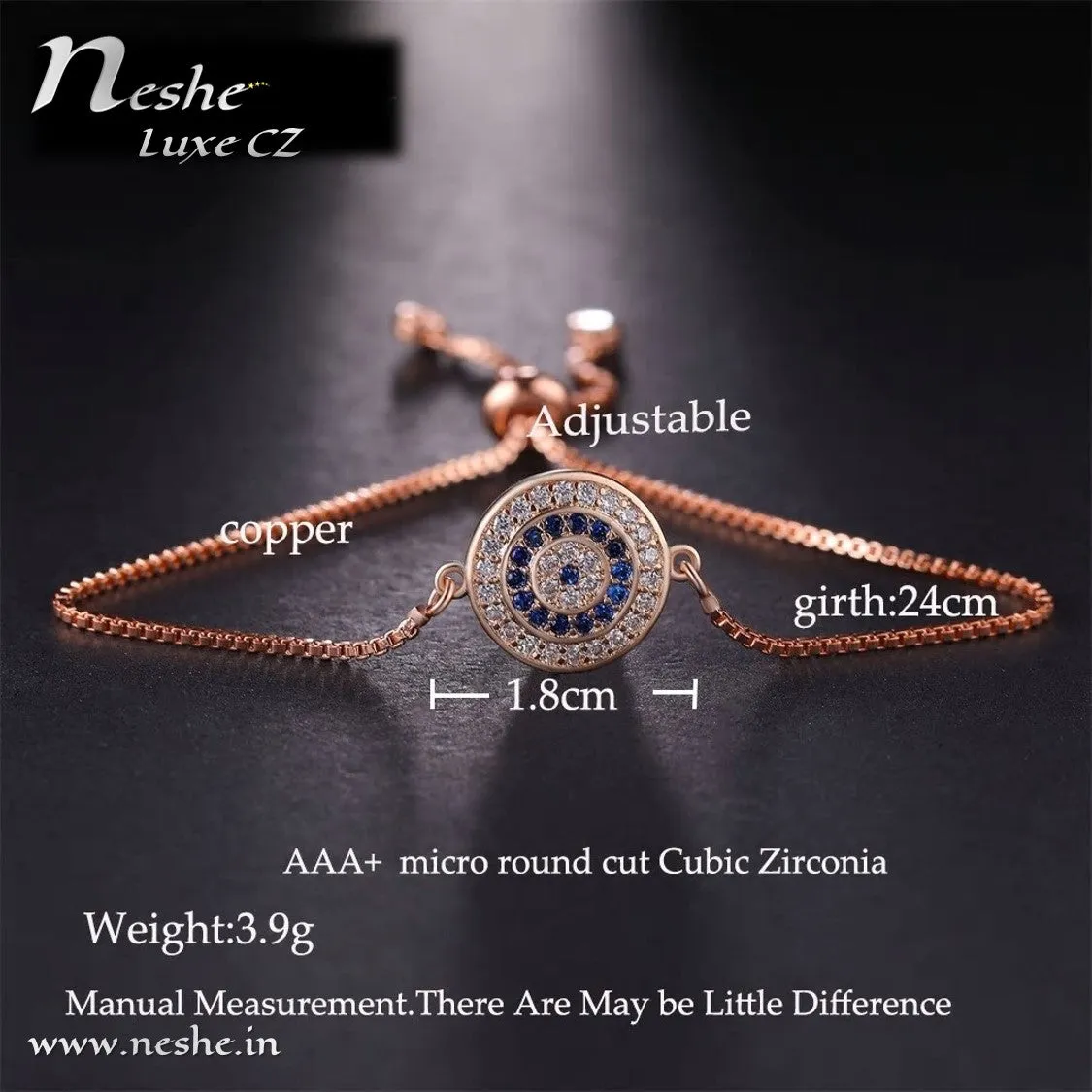 Evi Eye CZ Charm  Bracelets Adjustable -2 Colors