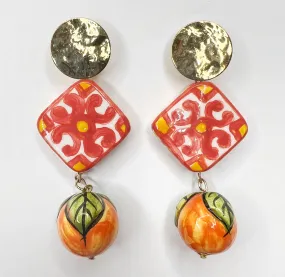 Giallo Tile Ceramic Drop Earrings