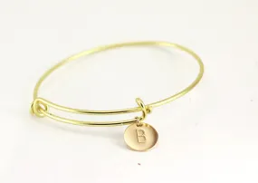 Gold Initial Bangle Bracelet