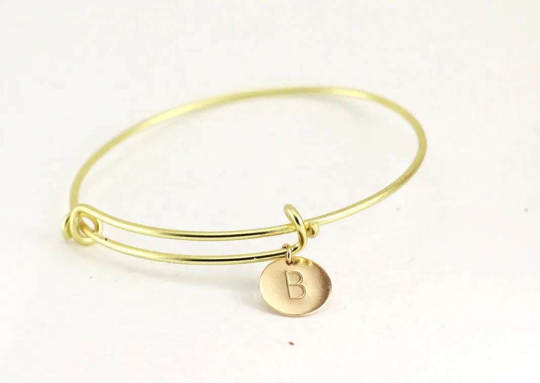 Gold Initial Bangle Bracelet