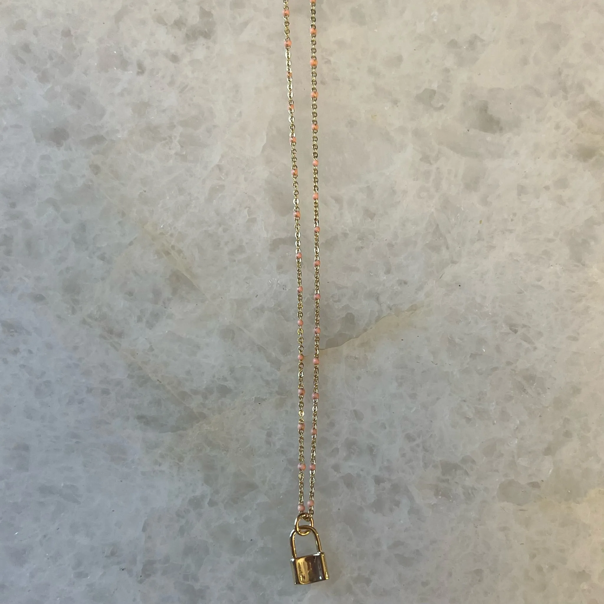 Gold Lock Enamel Chain