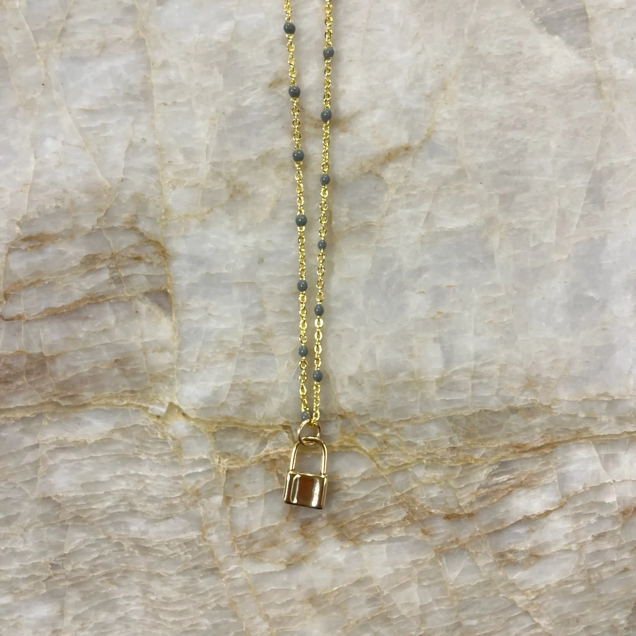 Gold Lock Enamel Chain